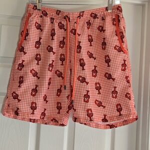 Mr. Swim‎ Size M Swim Shorts Board Shorts Lobster Print Checkered With Pockets